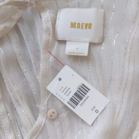 Anthro Maeve 2 Piece Ivory & Silver Ruffled Top 0 - Picture 11 of 12